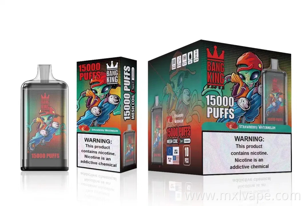Disposable Vape Rechargebale Battery Vape Pen Disposable Vape Box Bang King 15000 Puffs